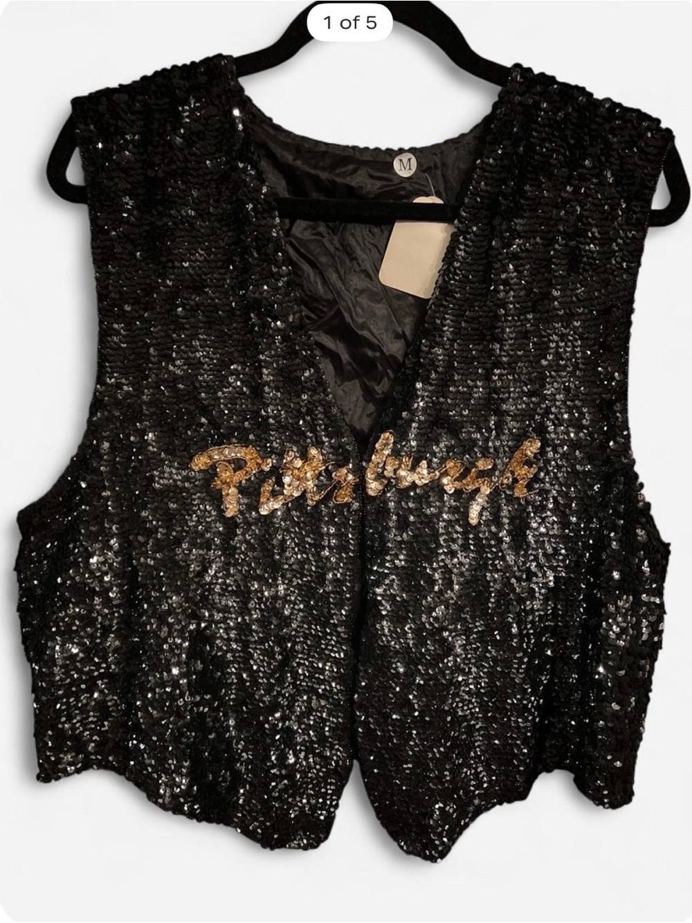 Vintage boutique Pittsburgh sequin and beaded vest front/back design